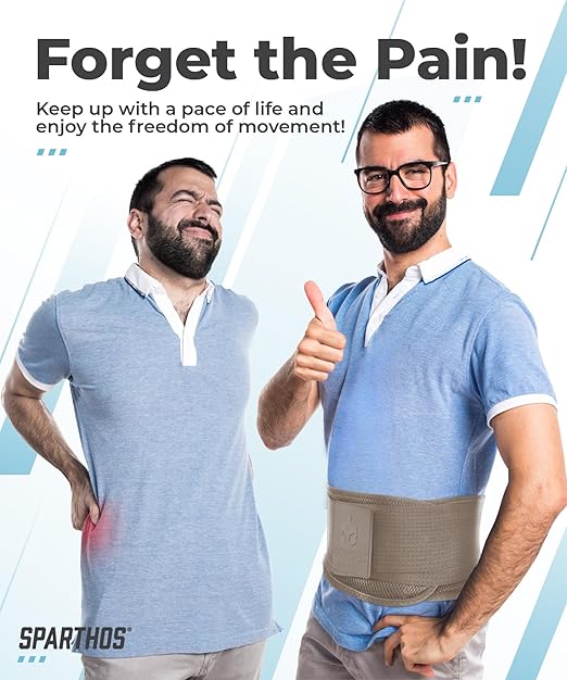 Sparthos Back Support Belt - Relief from Back Pain, Sciatica, Herniated Disc - Lower Backbrace With Lumbar Pad For Home & Lifting At Work - For Men & Women - Fits 52–59″ Waist (X-Large, Check Sizing)