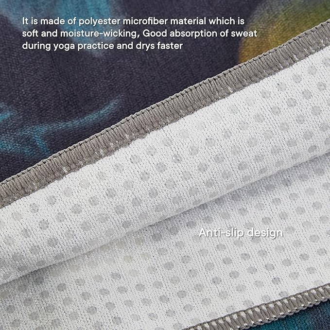 Yoga Towels, Non Slip Hot Yoga Mat Towel with Grip Dots,Super-Absorbent Soft Microfiber Yoga Blanket for Pilates, Fitness and Workout 72inch x 24inch