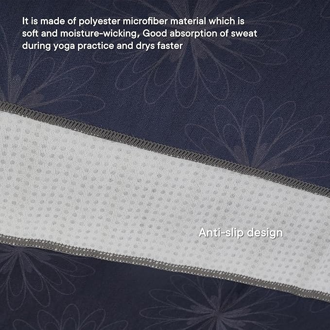 Yoga Towels, Non Slip Hot Yoga Mat Towel with Grip Dots,Super-Absorbent Soft Microfiber Yoga Blanket for Pilates, Fitness and Workout 72inch x 24inch