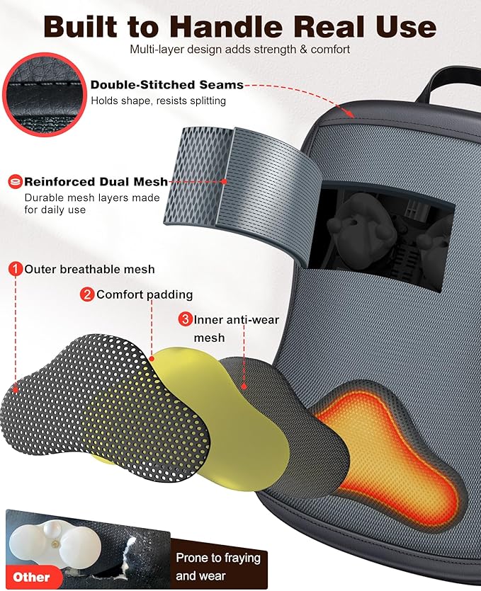 Shiatsu Back Massager with Heat : Up and Down Rolling Massage - Electric Back Massager for Pain Relief Deep Tissue - Heated Lower Back Massager for Office, Homer Use