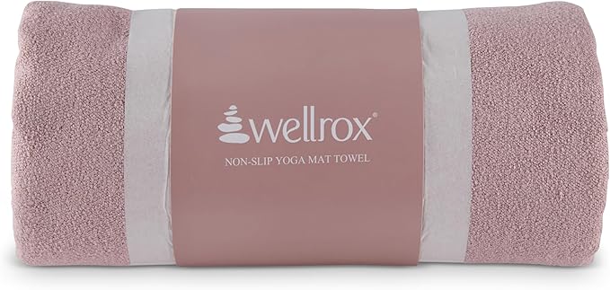 Yoga Mat Towel Non Slip - Ultra Absorbent Super Soft Microfiber Hot Yoga Towel Non Slip for Pilates & Fitness (74” x 26”, Rose)