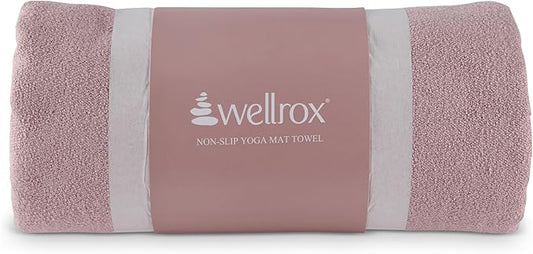 Yoga Mat Towel Non Slip - Ultra Absorbent Super Soft Microfiber Hot Yoga Towel Non Slip for Pilates & Fitness (74” x 26”, Rose)