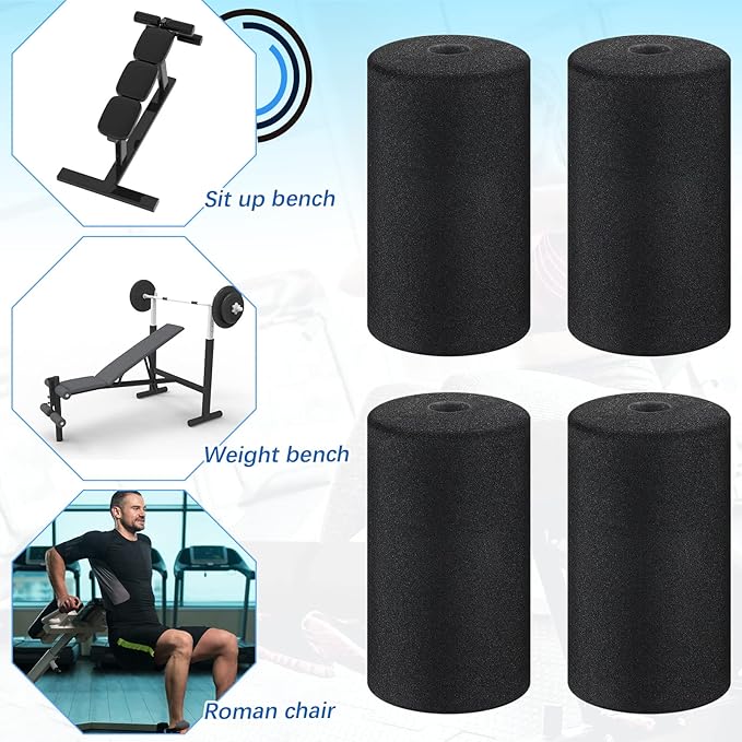 Deekin 8 Pieces Foam Foot Pads Rollers Set High Density Foam Roller for Gym Exercise Machines Equipment Replacements Exercise Massage Muscle Recovery, 6.3" x 3.4" OD x 0.87" ID