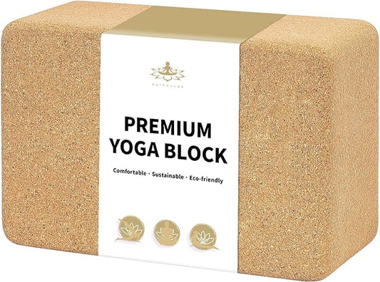 Hatha Yoga Cork Yoga Block, Natural Cork from Portuguese, Premium Brick, Eco-Friendly Yoga Accessories for Yoga, Pilates & Stretching