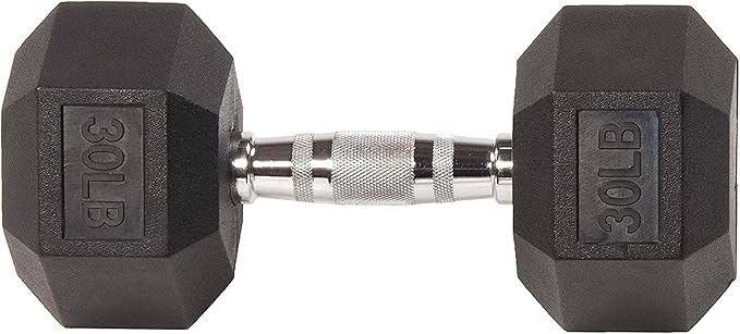 Rubber Encased Hex Dumbbell, Hand Weights with Anti-Slip Cast Iron Grip for Exercise & Fitness, Weights Dumbbells Set of 2 for Strength Training, 5-50 LBS Pair