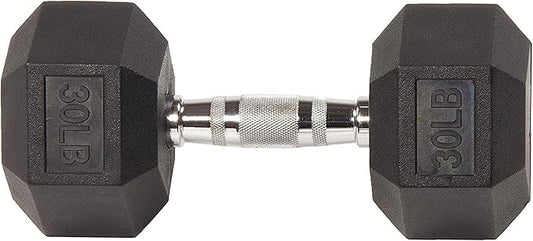 Rubber Encased Hex Dumbbell, Hand Weights with Anti-Slip Cast Iron Grip for Exercise & Fitness, Weights Dumbbells Set of 2 for Strength Training, 5-50 LBS Pair