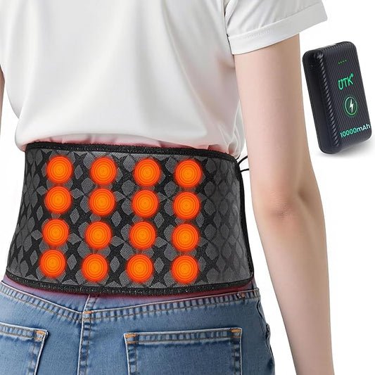 UTK Cordless Heating Pad for Back Pain Relief, Portable Far Infrared Heating Pads for Lower Back and Abdomen, Gift for Women Men, Hot to 149℉, 3 Heat, 16 Natural Jade, 2H Auto-Off