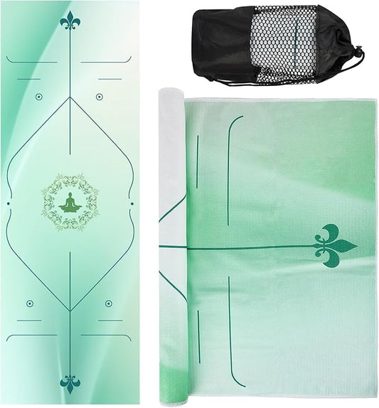 Yoga Towels, Non Slip Hot Yoga Mat Towel with Grip Dots,Super-Absorbent Soft Microfiber Yoga Blanket for Pilates, Fitness and Workout 72inch x 24inch