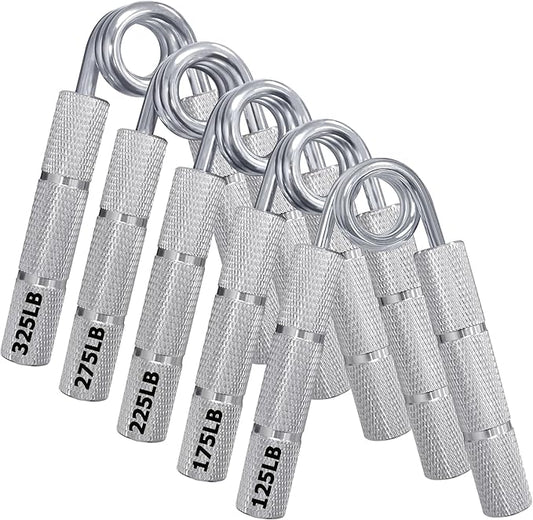 Silver Metal Hand Gripper Set,50LB-400LB 13 Pack No Slip Heavy-Duty Grip Strengthener,Great Wrist & Forearm Hand Exerciser,Home Gym,Hand Grip Strength Trainer