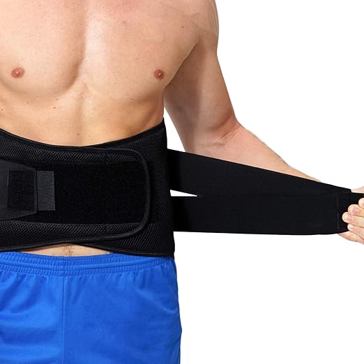 NeoTech Care Adjustable Compression Back Brace Lumbar Support Belt, Black, Size XXL