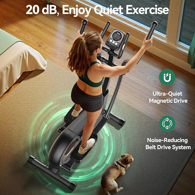 Niceday Elliptical Exercise Machine, Elliptical Machine for Home, Magnetic Elliptical Trainer with 15.5IN-19IN Stride, 16 Resistance Levels, 400LBS Loading Capacity, Support Kinomap APP