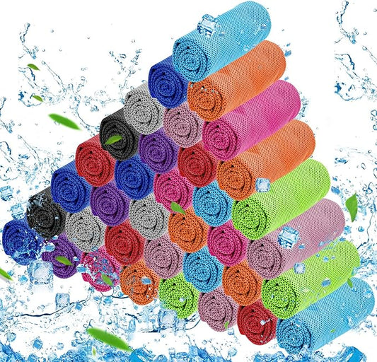 MENOLY 50 Pack Cooling Towels, Cooling Towels for Neck and Face, Sweat Microfiber Towel Soft Breathable Towel for Gym, Yoga, Camping, Running, Fitness, Workout & More Activities