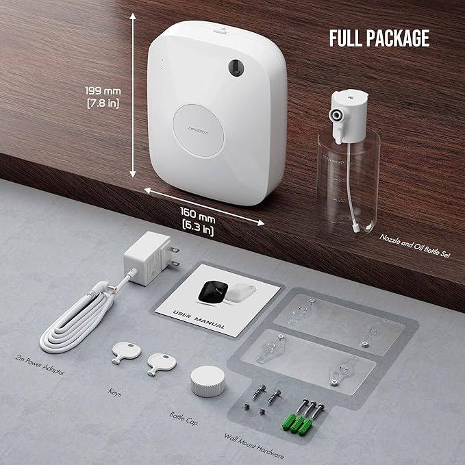 Smart Scent Air Machine with 400mL Capacity Up to 2000 sq ft Waterless Diffuser for Essential Oils for Home and Commercial Spaces, Aromatherapy Scent Diffuser for Large Rooms, White ANA