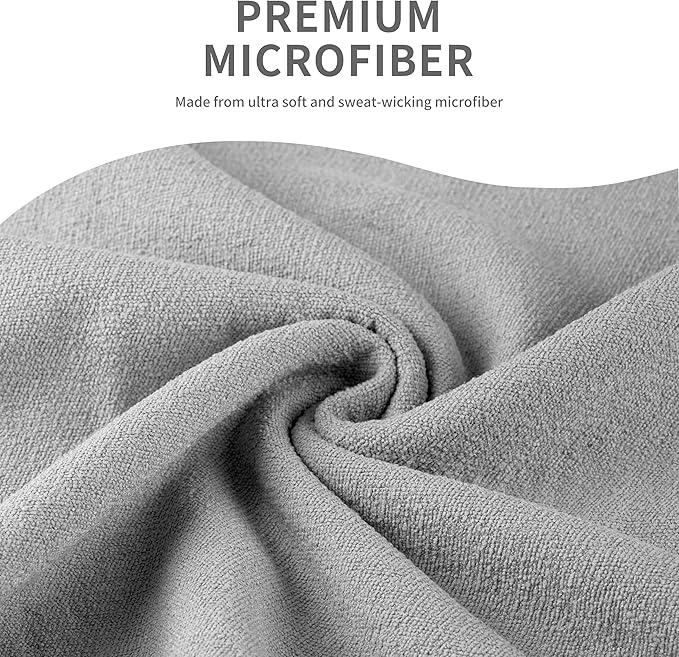 Microfiber Hot Yoga Towel Mat, 24 x 72 inches, with Non-Slip Silicone Grip, Secure Fit Elastic Straps (Gray)