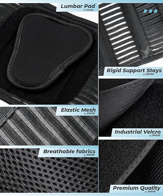 Sparthos Back Support Belt - Immediate Relief from Lower Back Pain, Sciatica, Herniated Disc - Breathable Brace With Lumbar Pad - For Men & Women - Fits 31–38″ Waist (Beige-Small, Check Sizing)