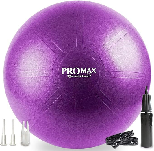 SmarterLife PRO MAX Workout Exercise Ball for Fitness, Yoga, Balance, Stability, or Birth Ball for Pregnancy and Labor, Great as Yoga Ball Chair for Office or Home Gym Equipment