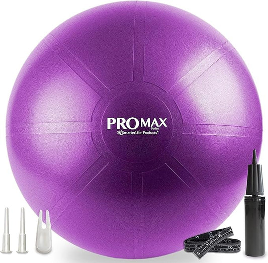 SmarterLife PRO MAX Workout Exercise Ball for Fitness, Yoga, Balance, Stability, or Birth Ball for Pregnancy and Labor, Great as Yoga Ball Chair for Office or Home Gym Equipment