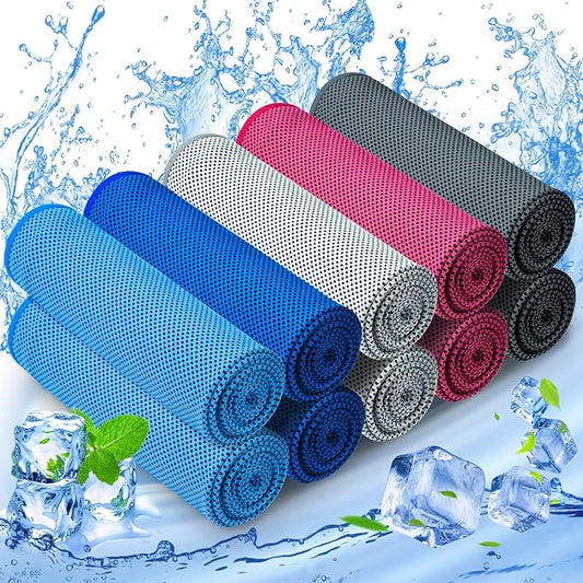 MENOLY 10 Pack Cooling Towels, Sweat Towels Cooling Towels for Neck and Face, Microfiber Towel Soft Breathable Towel for Gym, Yoga, Camping, Running, Fitness, Workout & More Activities(32"x12")