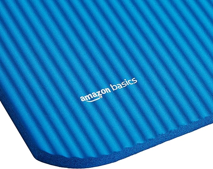 Amazon Basics 1/2 Inch Extra Thick Exercise Yoga Mat with Carrying Strap, Cushioned Support, for Fitness and Gym Workouts