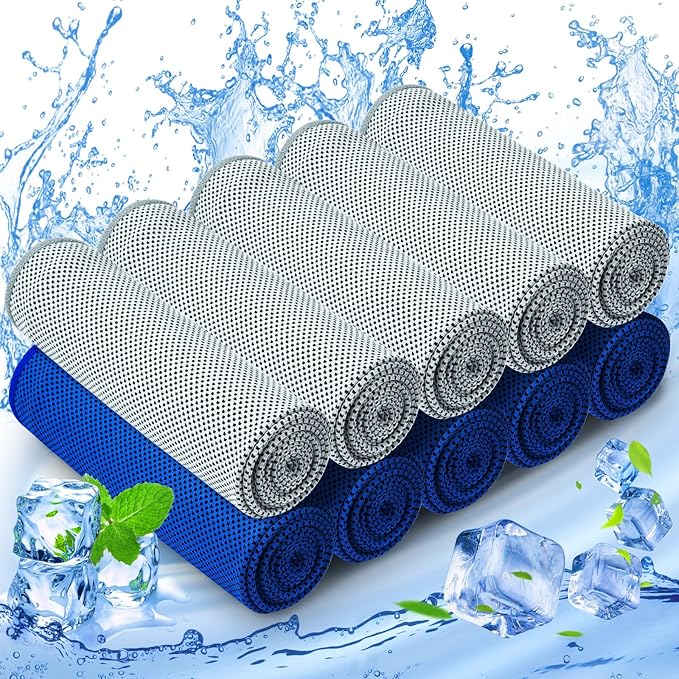 MENOLY 10 Pack Cooling Towels, Sweat Towels Cooling Towels for Neck and Face, Microfiber Towel Soft Breathable Towel for Gym, Yoga, Camping, Running, Fitness, Workout & More Activities(32"x12")
