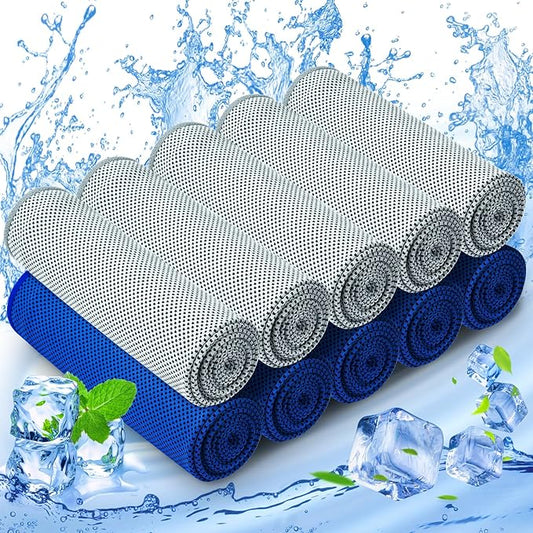 MENOLY 10 Pack Cooling Towels, Sweat Towels Cooling Towels for Neck and Face, Microfiber Towel Soft Breathable Towel for Gym, Yoga, Camping, Running, Fitness, Workout & More Activities(32"x12")