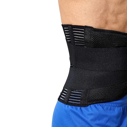 NeoTech Care Adjustable Compression Back Brace Lumbar Support Belt, Black, Size XXL