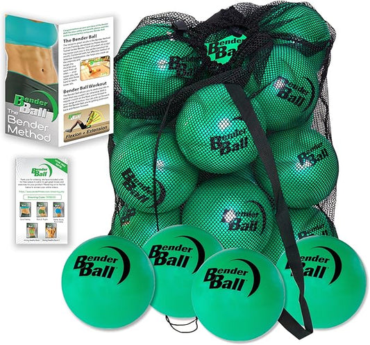 Official Club Kit (Set of 25, Green), Original Soft 9 Inch Pilates Ball, Small Exercise Ball for Barre, Yoga, Stability, Abs, Core, Physical Therapy + Mesh Bag, Instructions and Videos