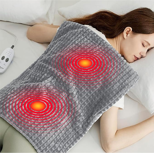Bedsure Back Heating Pad for Neck and Shoulders, Weighted Heated Pad with Vibration, FSA Eligible Items, Birthday Gifts for Women Men Mom Men, Auto Shut Off, 6.3lbs 20" x 24", Grey