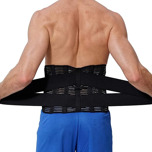 NeoTech Care Adjustable Compression Back Brace Lumbar Support Belt, Black, Size XXL